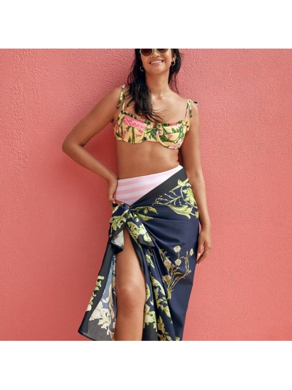 Agua Bendita x Target Navy Floral Wrap Sarong